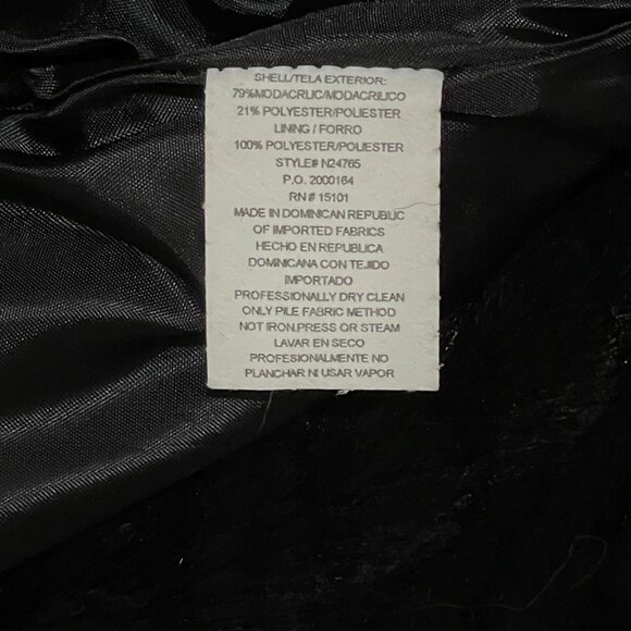 New Alpine Studio Black Faux Fur Coat Small Plush Soft - Picture 6 of 6